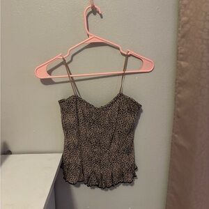 Leopard Print Ruffle Hem Cami Top
